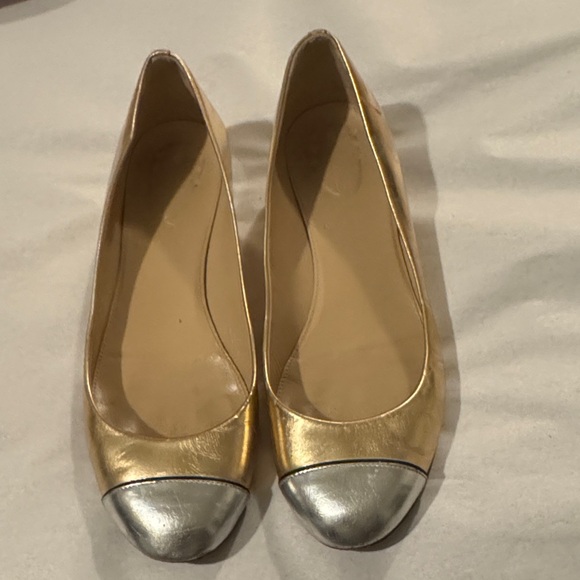 J. Crew Gold and Silver Flats Leather - Picture 1 of 6